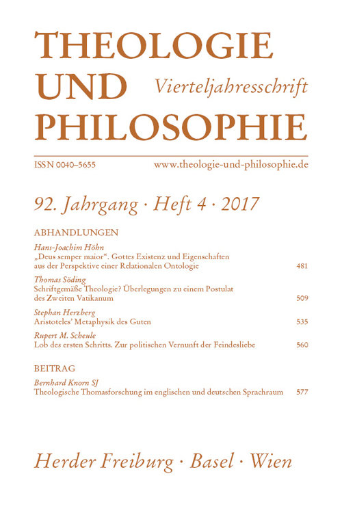 Theologie und Philosophie. Vierteljahresschrift 92 (2017) Heft 4