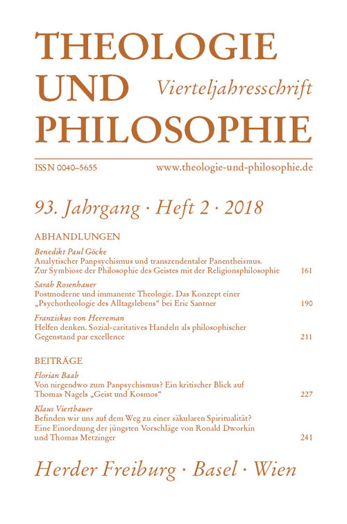 Theologie und Philosophie. Vierteljahresschrift 93 (2018) Heft 2