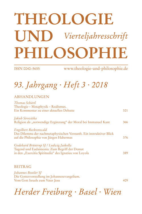 Titelseite Theologie und Philosophie. Vierteljahresschrift 93 (2018) Heft 3