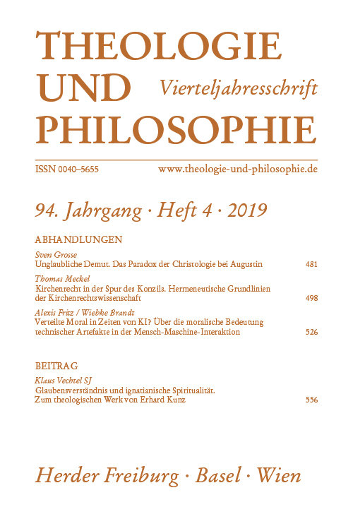 Titelseite Theologie und Philosophie. Vierteljahresschrift 94 (2019) Heft 4