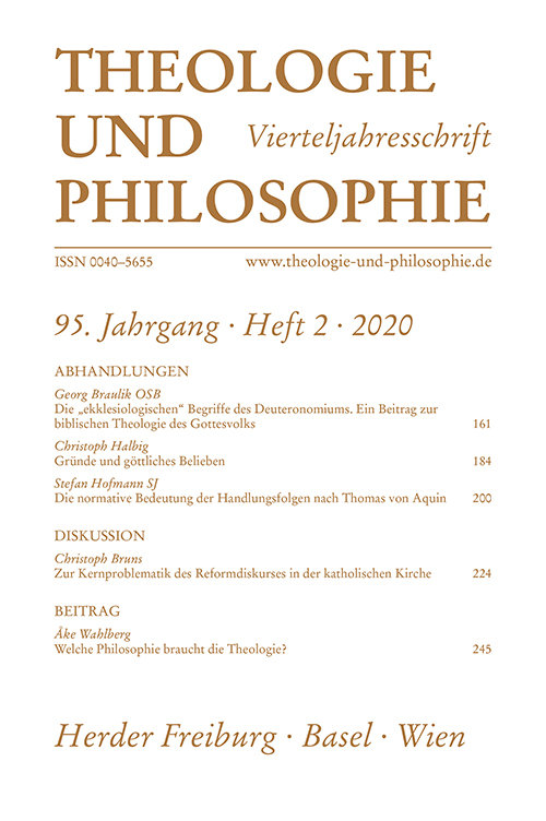 Theologie und Philosophie. Vierteljahresschrift 95 (2020) Heft 2