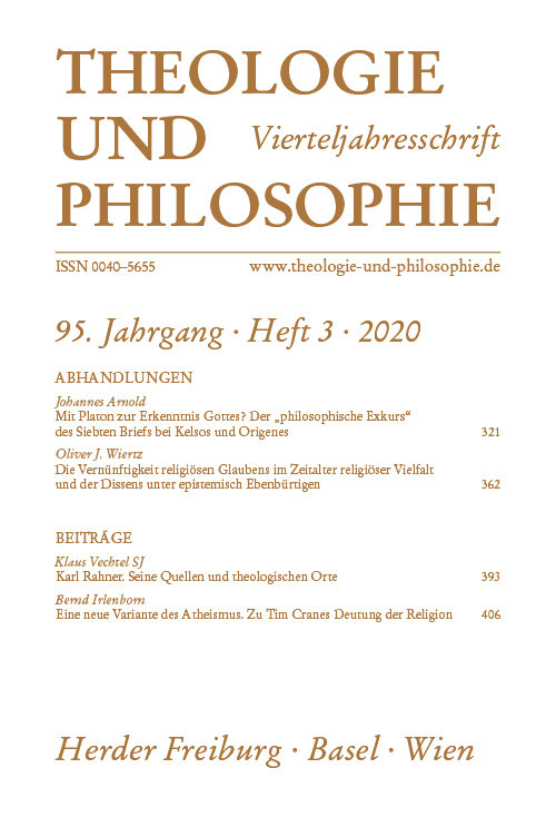 Theologie und Philosophie. Vierteljahresschrift 95 (2020) Heft 3