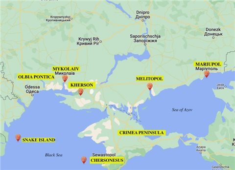 Karte der nördlichen Schwarzmeer-Region.