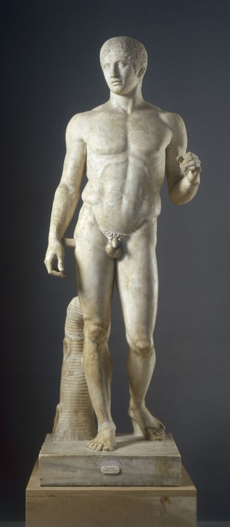 Der perfekte Körper: Doryphoros. Kopie, frühe römische Kaiserzeit, nach Bronzeoriginal, um 440 v. Chr., von Polyklet.