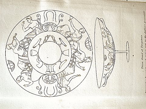 Abb. 5: Kylix mit Darstellungen einer Bankettszene, von dem Ehepaar Hamilton Gray in Corneto (heute Tarquinia) aus dem Handel erworben.