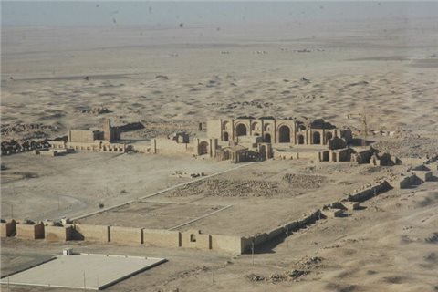 Luftbild von Hatra. Zu sehen sind die römischen Ruinen. Hatra.