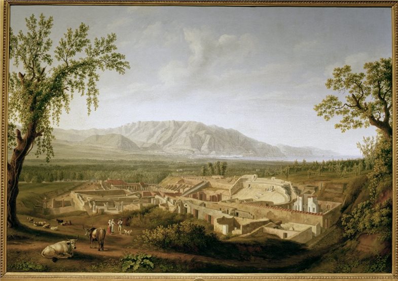 Pompeji (Italien). (röm. Stadt; beim Vesuvausbruch 79 n. Chr. verschüttet; ausgegraben ab 1748). “Die Ausgrabungen in Pompeji”.