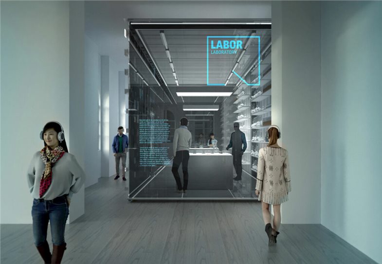 Entwurf für den Ausstellungsraum »Labor«.