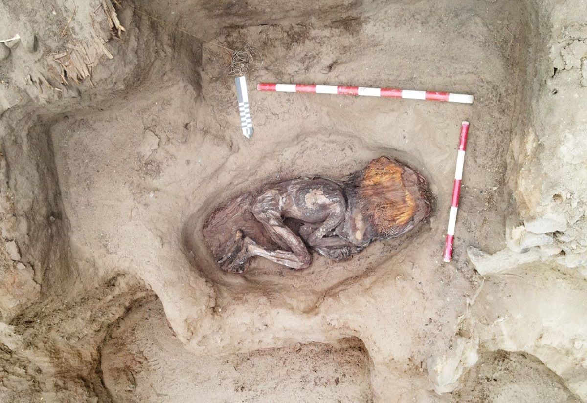 Außergewöhnlich gut erhaltene Überreste einer 5000 Jahre alten Frau aus der Caral-Kultur.