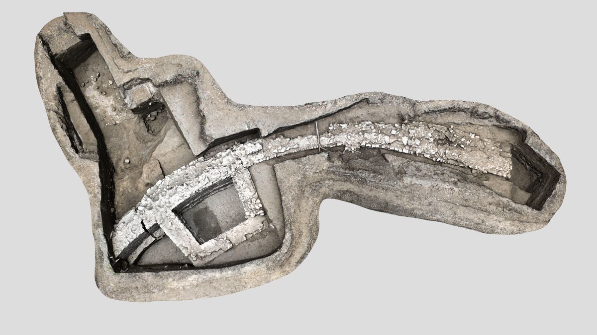 Visualisierung der Ausgrabungen beim Brückenkopfkastell in Stopfenreuth