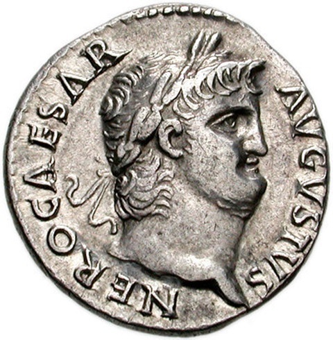 Römischer Denar mit dem Porträt Kaiser Neros