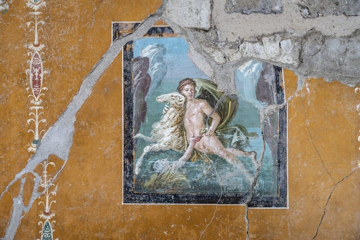 Wandmalerei mit dem Mythos von Helle und Phrixos im gleichnamigen Haus in Pompeji