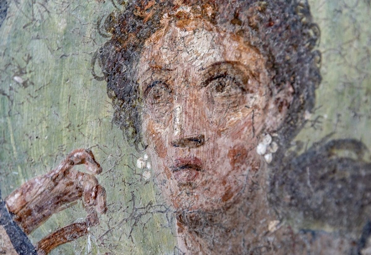 Detail der Wandmalerei im Haus von Helle und Phrixos in Pompeji