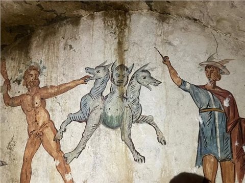 Grab des Zerberus Detail der Fresken