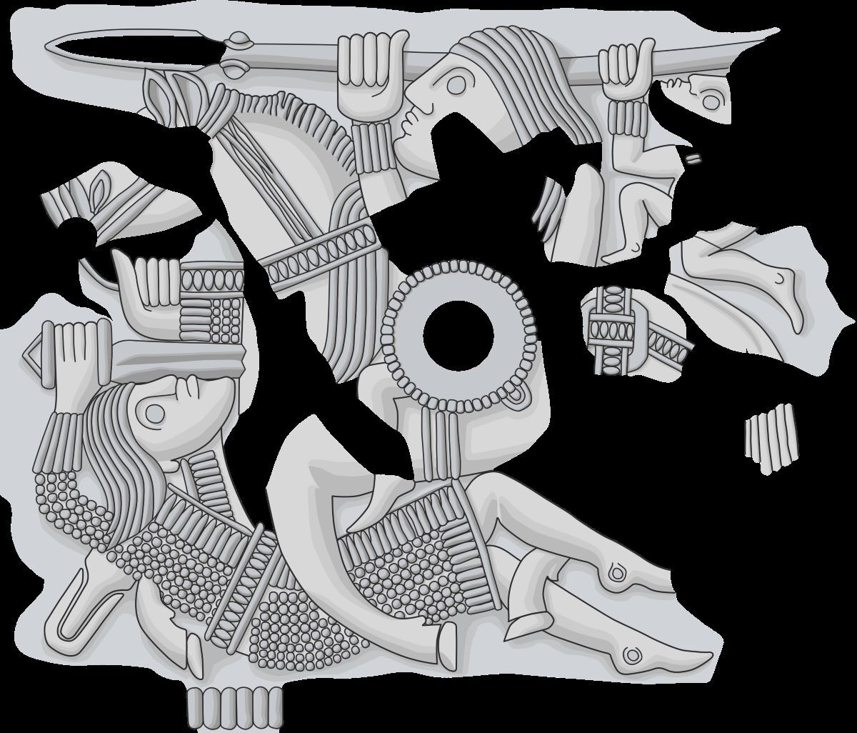 Motiv eines reitenden Kriegers vom Sutton Hoo-Helm. 