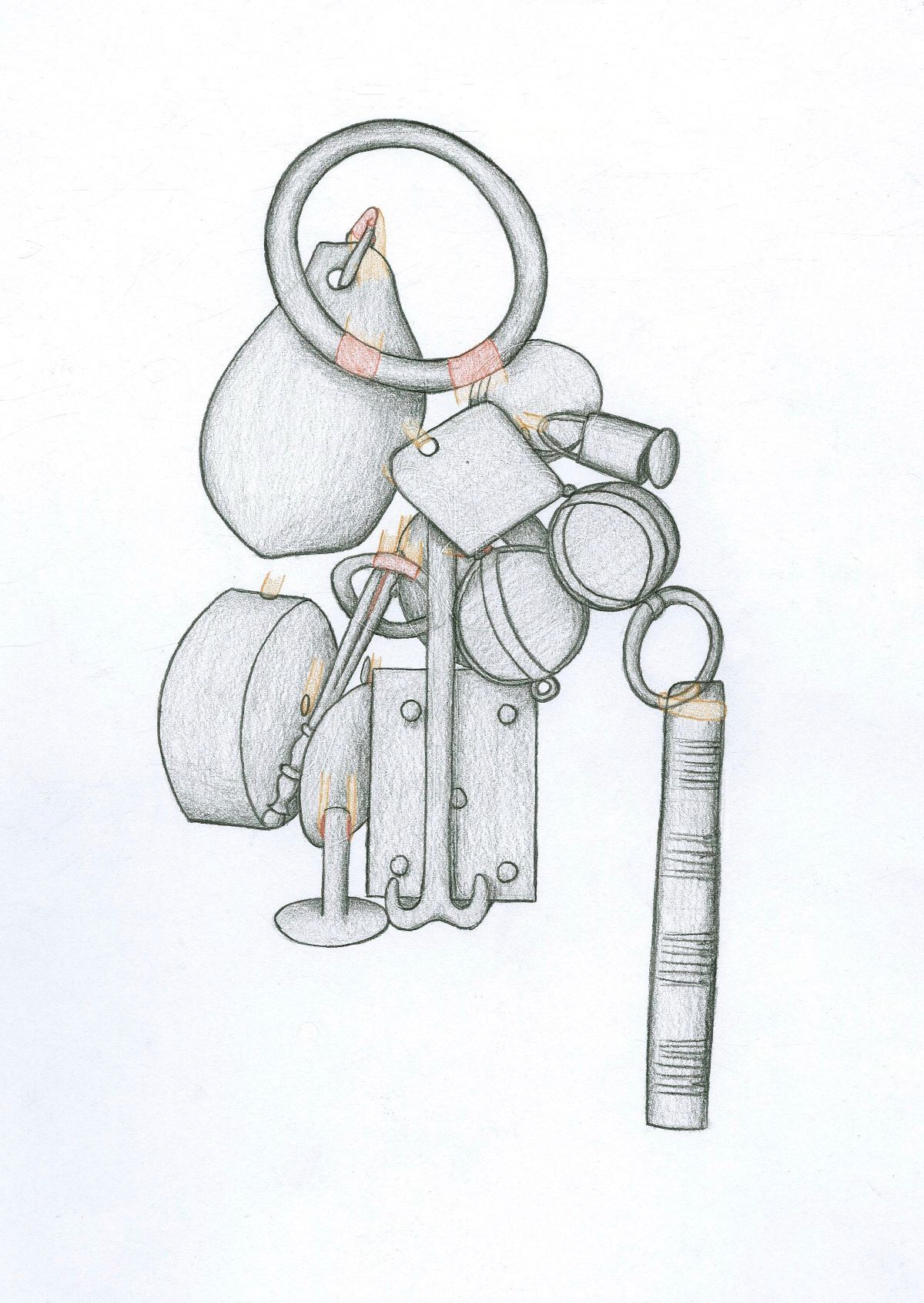 Zeichnung der Objekte aus Pförring in situ