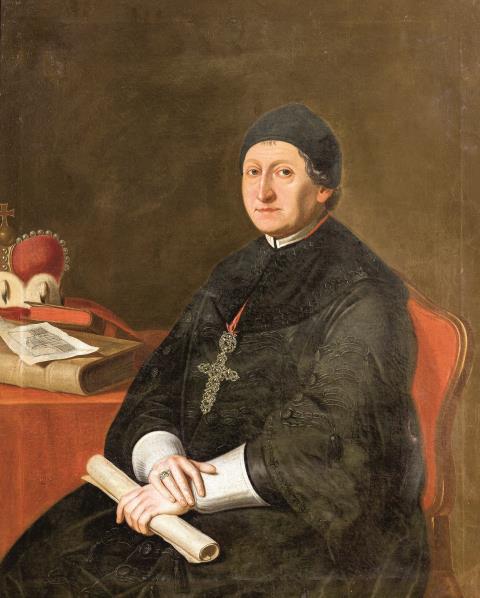 Abt Martin II. Gerbert mit Abtskreuz und Fürstenhut (auf dem Tisch), um 1780
